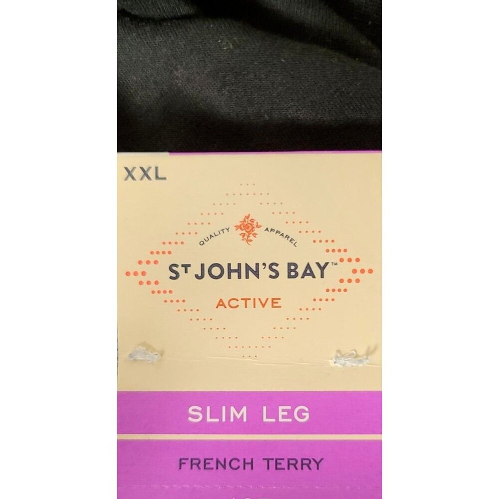 St Johns Bay Womens Leggings XXL Black/Orange Slim Leg Terry Lined Lace Up Ankle - Picture 6 of 6